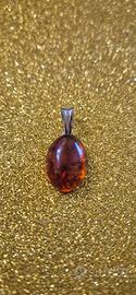 Ciondolo Ambra con gancino in Argento