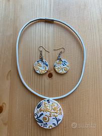 Set collana e orecchini in ceramica artigianale