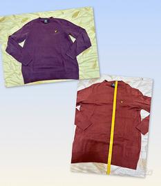 Lyle & scott due maglioni tg m viola e terracotta