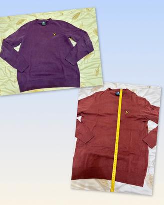Lyle & scott due maglioni tg m viola e terracotta