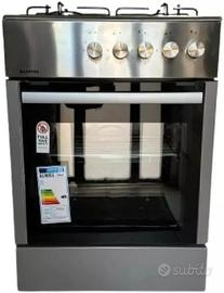 CUCINA A GAS CON FORNO A GAS 4 FUOCHI GRIGIA INOX
