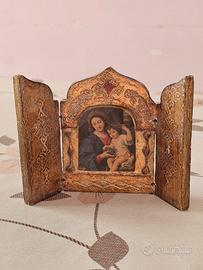 Trittico Devozionale "Madonna dell'Uva" Legno 