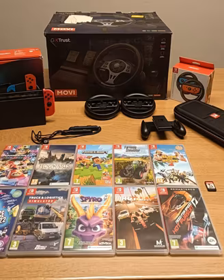 Nintendo Switch + 11 giochi + volante Trust GXT +
