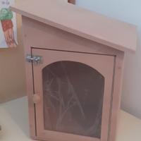 casetta per bookcrossing, libri, decoupage 