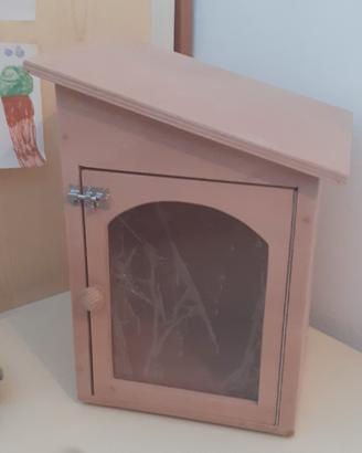 casetta per bookcrossing, libri, decoupage 