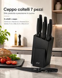 Ceppo con 6 coltelli professionali