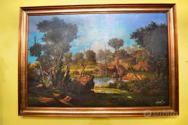 Dipinto raffigurante paesaggio anni 70 l