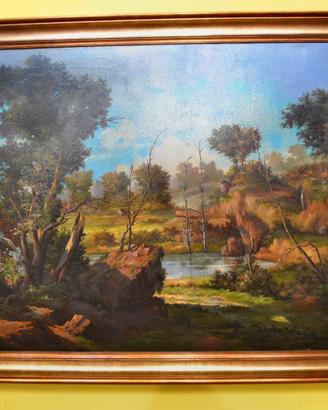 Dipinto raffigurante paesaggio anni 70 l