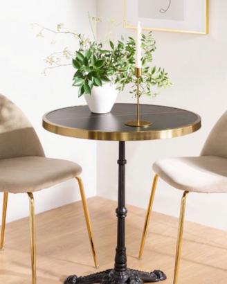 Tavoli Rotondi in Gres Effetto Marmo Nero 60 cm