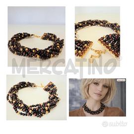 GIRO COLLO DE LIGUORO PERLE MARRONE/NERA/ORO