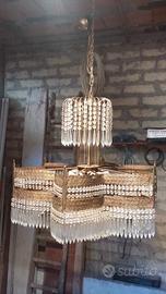 lampadario  con gocce di vetro di murano