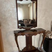 Console con specchio in legno