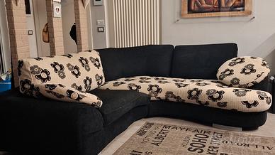 DIVANO 4 /5 POSTI SAMOA FLOREALE BEIGE E NERO