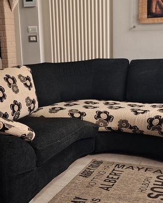 DIVANO 4 /5 POSTI SAMOA FLOREALE BEIGE E NERO