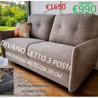 Divano Letto 3 Posti - Materasso Alto 20 cm