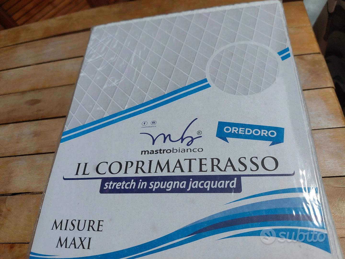 Coprimaterasso Matrimoniale Stretch In Spugna Jacquard 180x200 Mastro  Bianco Oredoro