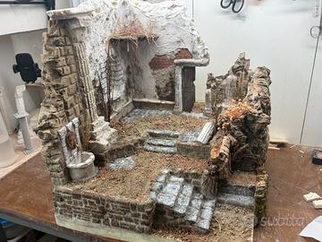 presepe ruderi romano con luci