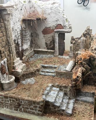 presepe ruderi romano con luci