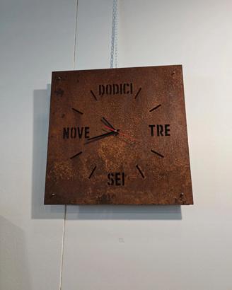 Orologio design industriale lamiera Corten 60x60