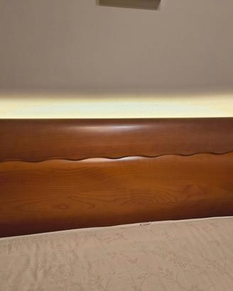 Letto contenitore legno vero in colore ciliegio