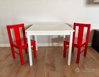 Tavolino e sedie legno