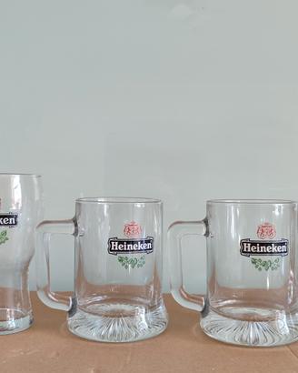 Boccali e bicchieri Heineken di varie misure 5 pz.
