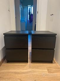 Coppia comodini Ikea (Malm) + set lampade