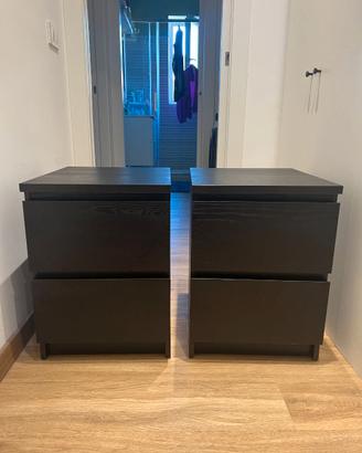 Coppia comodini Ikea (Malm) + set lampade