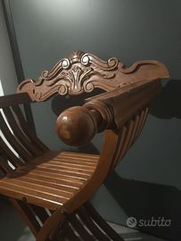 Sedia antica vintage legno massello ripiegabile