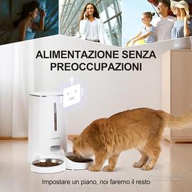 Distributore Cibo Gatti Cani 4L 2 Ciotole