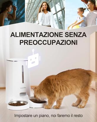 Distributore Cibo Gatti Cani 4L 2 Ciotole