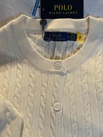 Cardigan Polo Ralph Lauren Bianco Donna Taglia M