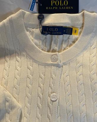 Cardigan Polo Ralph Lauren Bianco Donna Taglia M