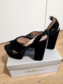 sandali velluto nero tacco 12