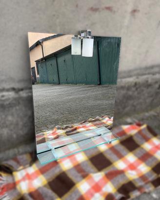 Specchio Bagno con Mensola in Vetro con Faretto