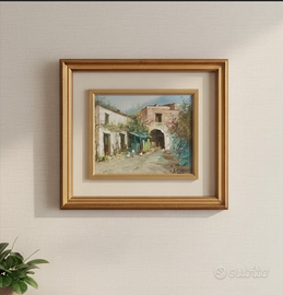 Dipinto olio su tavola "Casolare"