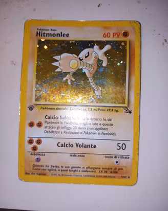 hitmonlee 7/62 prima edizione fossil carte pokemon