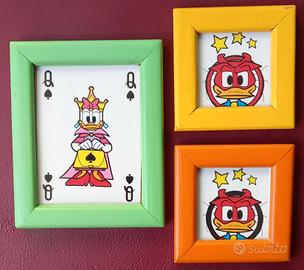 set 3 quadretti carte Disney