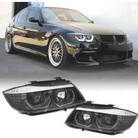 FARI BMW E90 E91 05-08 ANGEL EYES 3D FONDO NERO IN