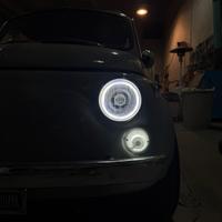 Fari full led con angel eyes per Fiat 500 epoca