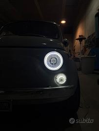 Fari full led con angel eyes per Fiat 500 epoca