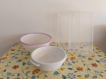 Set di contenitore trasparente + cestino + scolapa