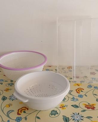Set di contenitore trasparente + cestino + scolapa