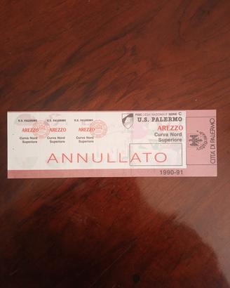 Biglietto Calcio Palermo - Arezzo 1990-91 Serie C