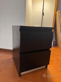 Cassettiera IKEA MALM 2 cassetti marrone-nero