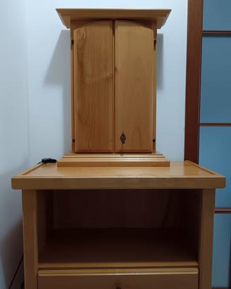 Butsudan + base + coppia di guardiani + campana