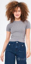 Maglia a mezze maniche con strass Zuiki