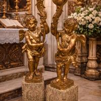 Coppia di Cherubini Candelabro Dorati