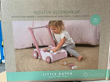Carrello a blocchi in legno Little Dutch rosa