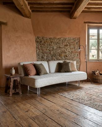 Divano letto bianco e fantasia grigia